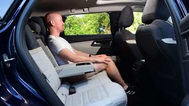 Auto Express chief reviewer Alex ingram sitting in the Citroen C5 X&#039;s back seat