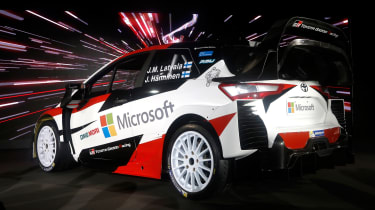 New Toyota Yaris WRC rally car - reveal rear quarter