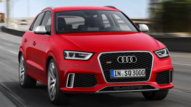 Audi Q3 RS front three quarter red tracking