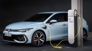 New Volkswagen Golf GTE front 3/4 charging