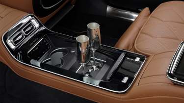New Mercedes-Maybach V12 Edition - centre console rear with Champagne flutes