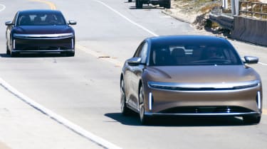Lucid Air - two Lucid Airs on highway
