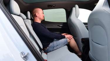 Volvo EX30 vs DS 3 E-Tense - Volvo EX30 rear seats with Auto Express chief reviewer Alex Ingram 