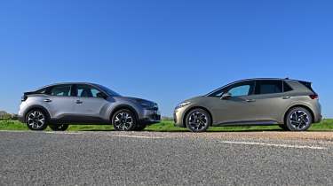 Citroen e-C4 and Volkswagen ID.3 - side shot 