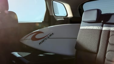 Citroen C3 Rip Curl - surfboard stowed by rear seats