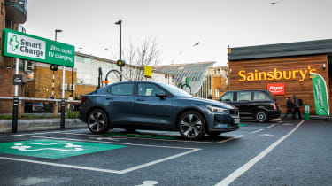 Polestar 2 and LEVC TX connected to Sainsburys EV chargers