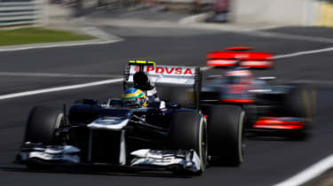Bruno Senna ahead of Jenson Button