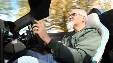 Auto Express senior road test editor Dean Gibson driving the Maserati MCPure Cielo
