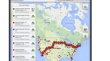 Tesla route planner screen shot