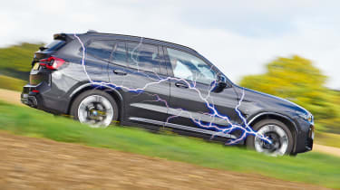 BMW iX3 - side tracking with electricity bolts