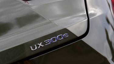 Lexus UX300e vs Mercedes EQA - Lexus rear badge