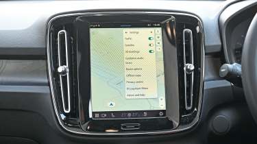 Volvo EC40 touchscreen displaying settings