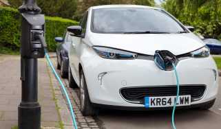 Renault Zoe connected to a roadside EV charger