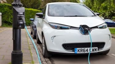 Renault Zoe connected to a roadside EV charger