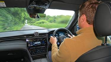 New Maserati Grecale 300 - front interior, car being friven by Auto Express senior news reporter Alastair Crooks