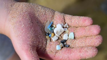 Tiny bits of beach plastic
