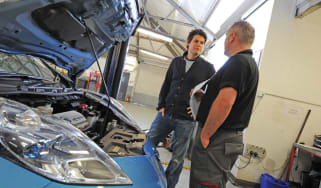 Nissan Leaf in the garage