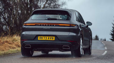 Porsche Cayenne E-Hybrid 2024 UK - rear cornering