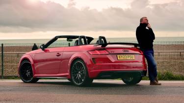 Auto Express contributing editor Steve Sutcliffe leaning on the Audi TT Roadster Final Edition