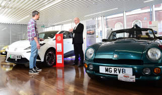 Auto Express deputy executive editor Matt Robinson interviewing MG Motor UK head of product and planning systems David Allison 