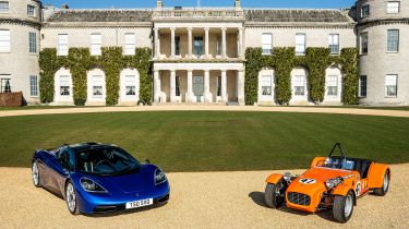 Gordon Murray T.50 in front of Goodwood house 