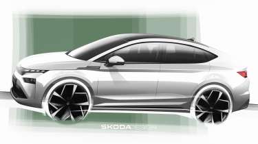 2025 Skoda Enyaq facelift sketches - front angled