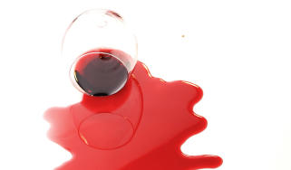 Spilled red wine