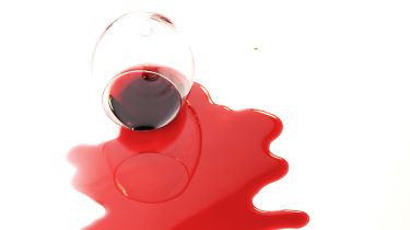 Spilled red wine