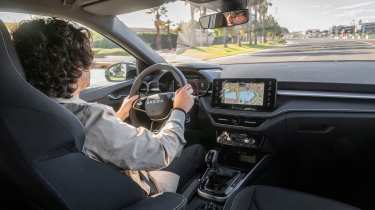 Auto Express senior staff writer Jordan Katsianis driving the Skoda Fabia 130