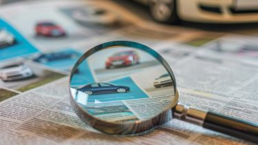 Magnifying glass on classified car advert