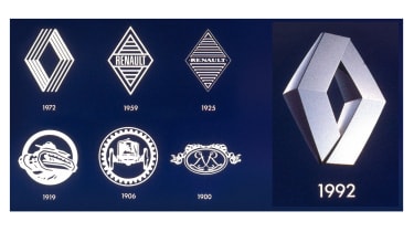 Renault badges throughout brand&#039;s history