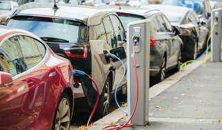 EVs charging on the street