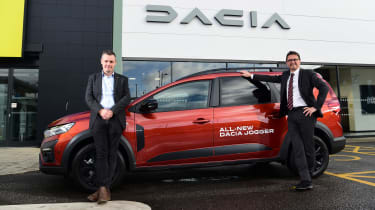 New Dacia Jogger at Dacia Staples Corner featuring Luke Broad and Ludovic Troyes