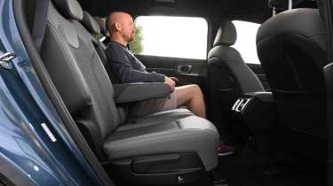 Kia Sorento - rear seat with chief reviewer, Alex Ingram