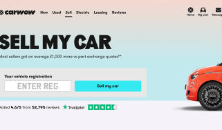 Carwow &#039;Sell My Car&#039; homepage