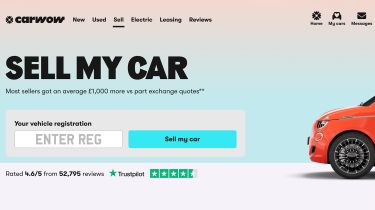 Carwow &#039;Sell My Car&#039; homepage