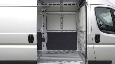 Peugeot Boxer left side door open and cargo bed