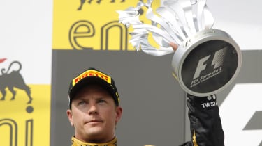 Kimi Raikkonen on the podium