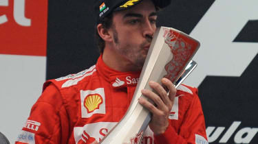 Fernando Alonso celebrates