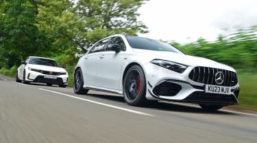 Mercedes-AMG A45 S and Honda Civic Type R - front action
