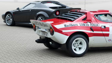 New Lancia Stratos and old Stratos rear