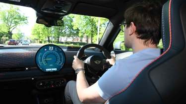 MINI Aceman LT - interior driving shot with consumer editor Tom Jervis