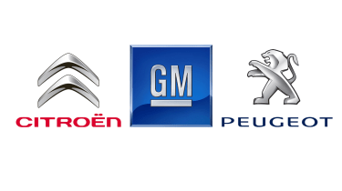 Citroen badge, GM badge, Peugeot badge