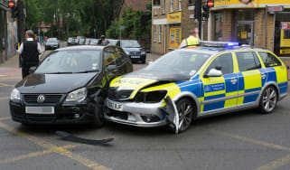 Damaged police car