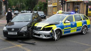 Damaged police car