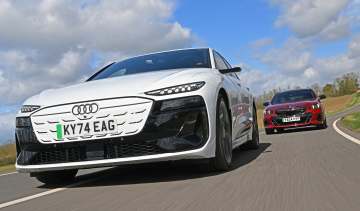 Audi S6 Avant e-tron and BMW i5 Touring M60 - front tracking