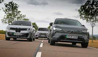 BMW iX3 vs Mercedes GLC vs Volvo EX60 - front tracking