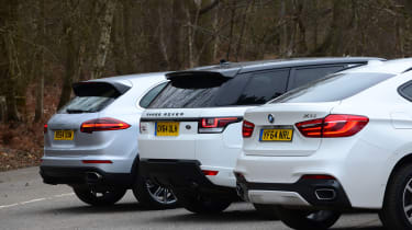 BMW X6 vs Porsche Cayenne and Range Rover Sport