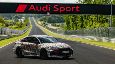 Audi RS 3 facelift disguised 2024 nurburgring straight