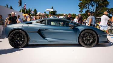 Lamborghini Temerario on display at  Monterey Car Week - side static